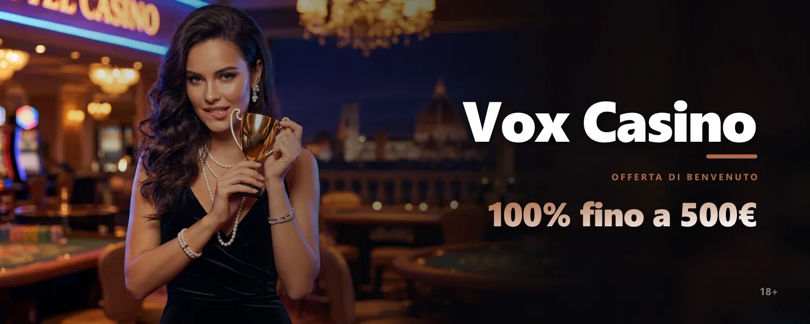 Schermata principale di Vox casino con catalogo slot e giochi dal vivo